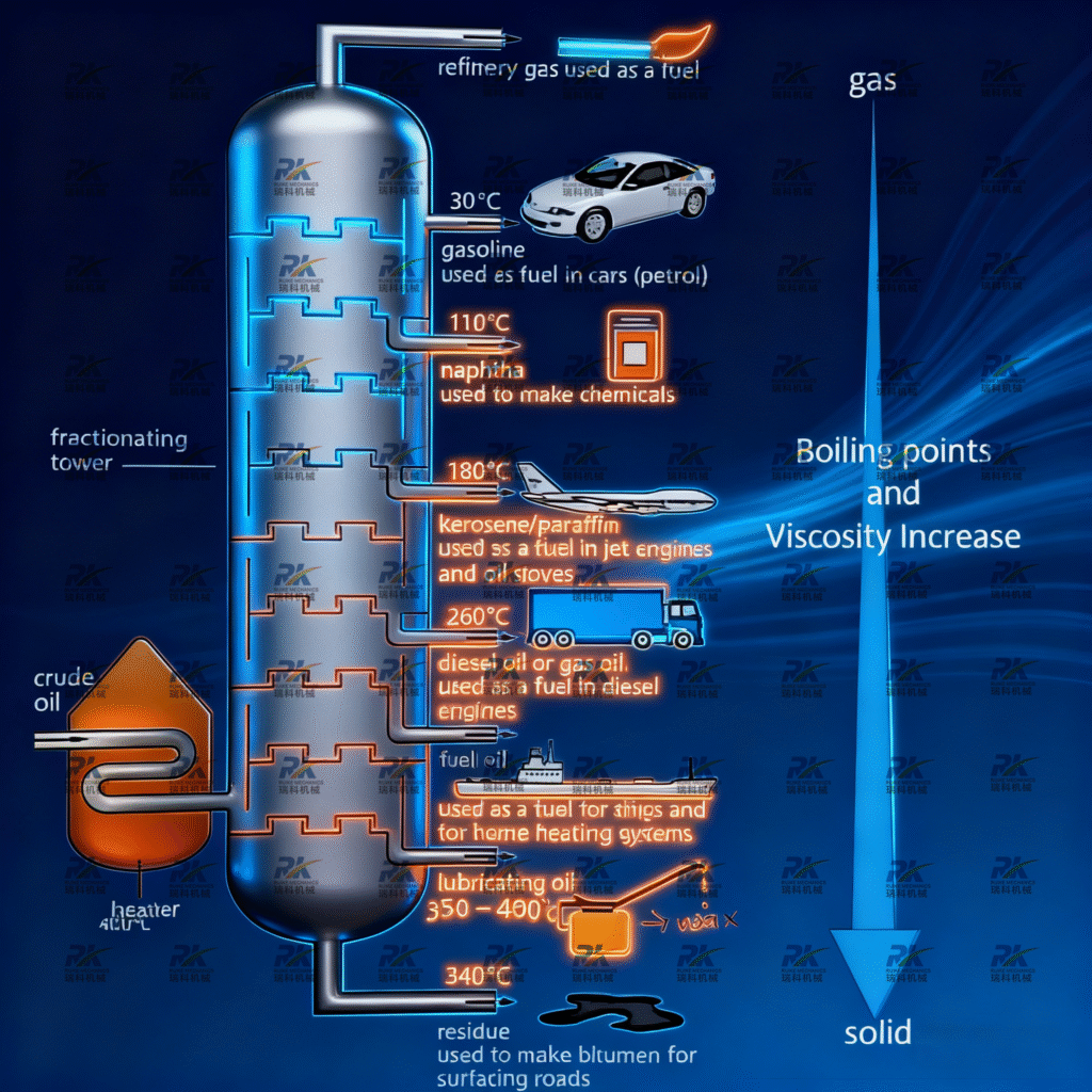 Ruike atmospheric and vacuum distillation plant for processing naphtha, gasoline and diesel oils diagram