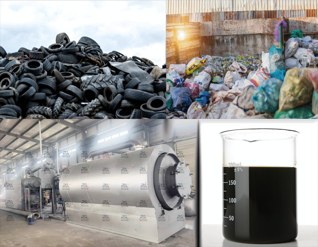 Ruike pyrolysis machine recycling waste tire plastic into fuel oil