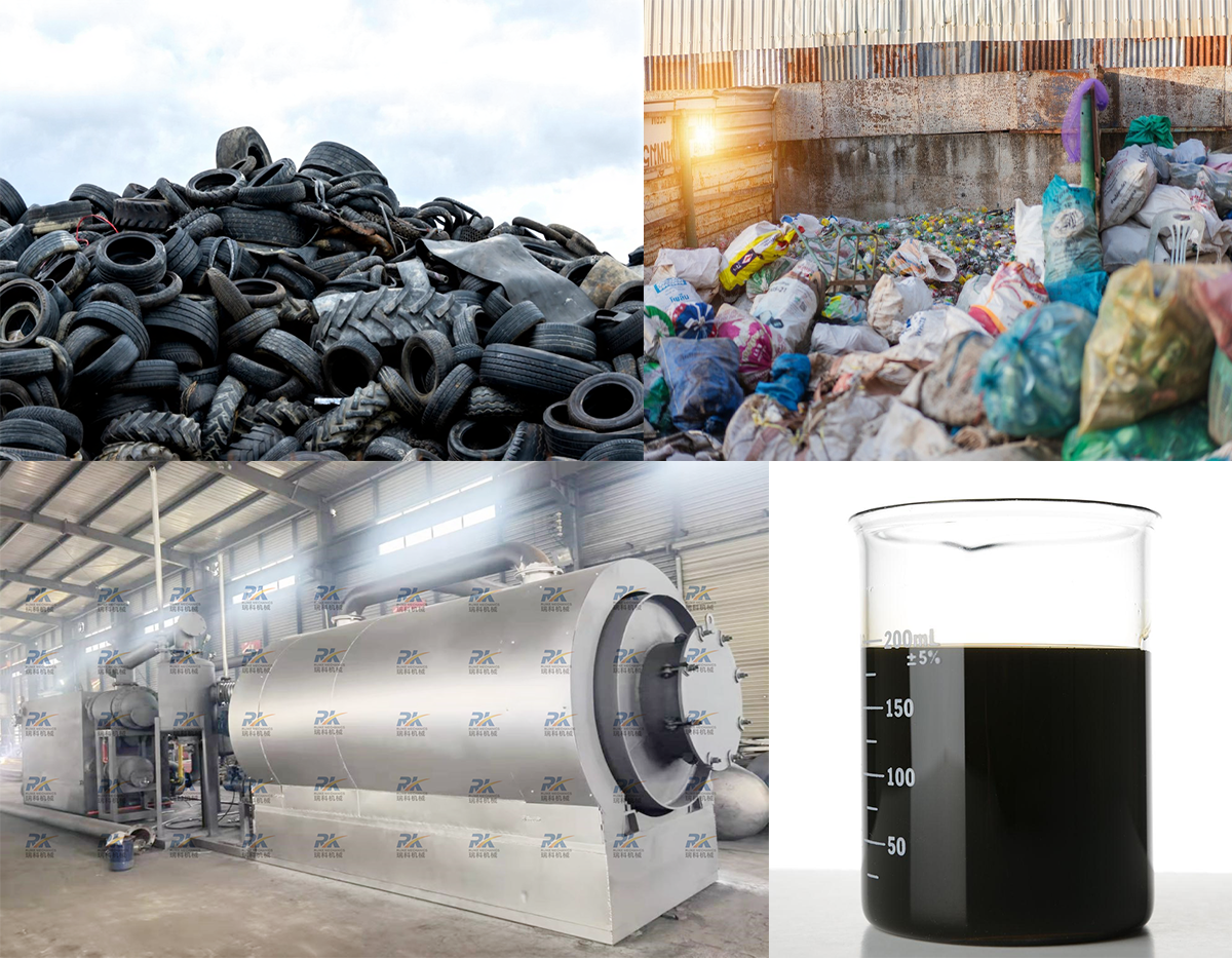 Ruike pyrolysis machine recycling waste tire plastic into fuel oil